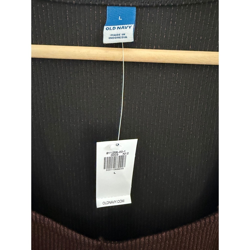 Old Navy Fitted Shine Ribbed Sweetheart Top Women Brown Long Sleeve Knit Large - Picture 4 of 6